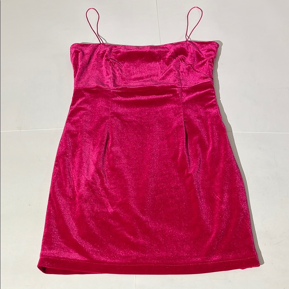 AEL Amy Enjoy Life Boutique Vibrant Pink Spaghetti Strap Dress sz medium Prom